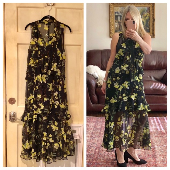 floral tiered midi dress